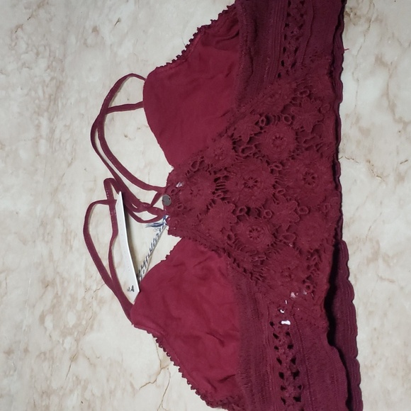 Lucky Brand red wine lace new cros back bralette size XS - Picture 4 of 4
